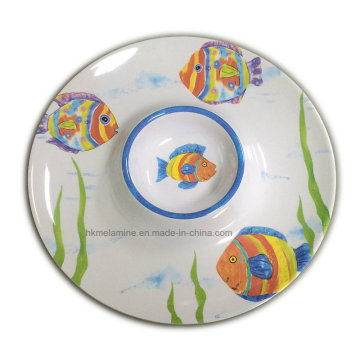 Melamine Chip y DIP bandeja con logotipo (TR3240)